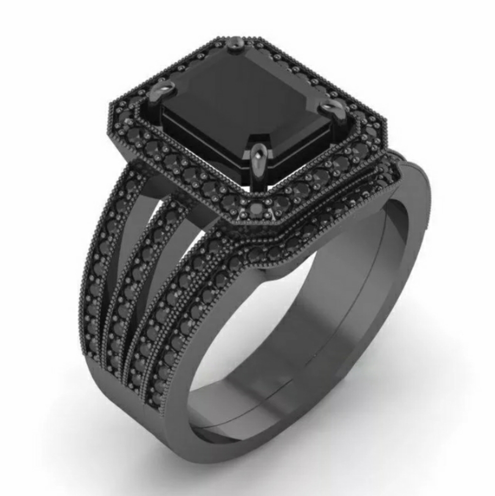 New Black Saphire Ring - Picture 3 of 6